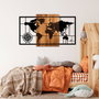 Wallity World Map 1-L Decoración de Pared de Madera y Metal